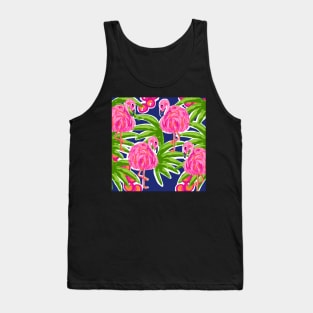 Preppy Cute Hand Painted Pink Flamingo Pattern Tank Top